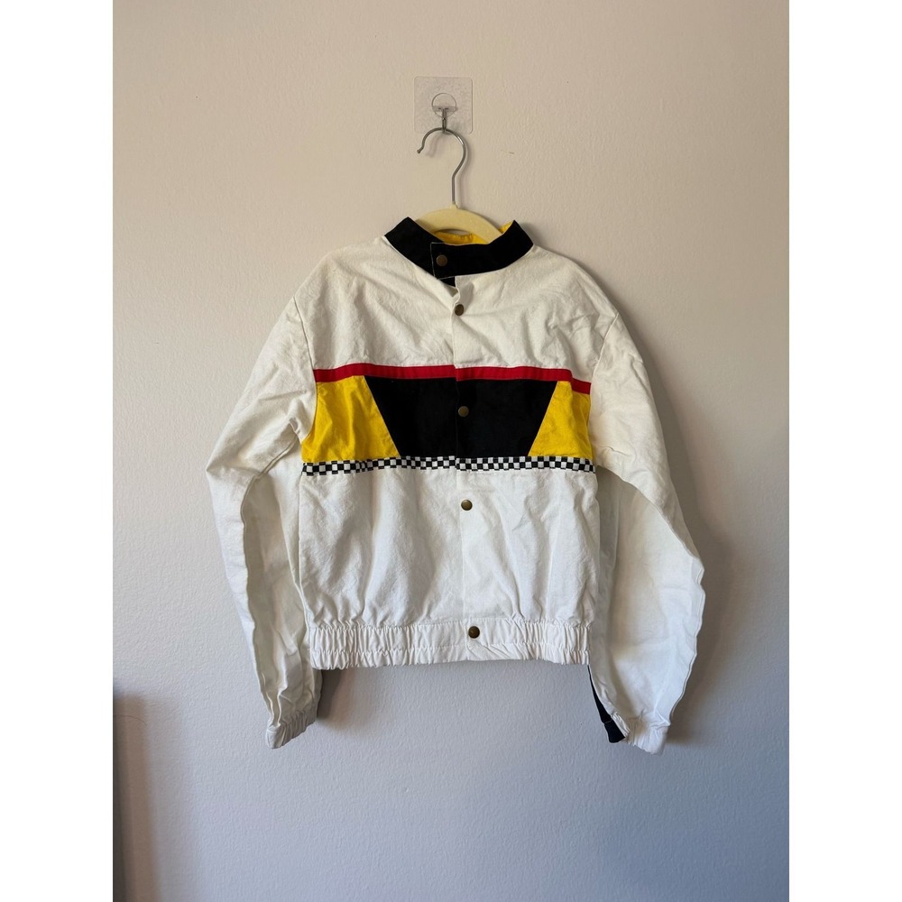 Vintage 1987 Matchbox Racing Jacket Kids Size 7 White Cotton Made in USA